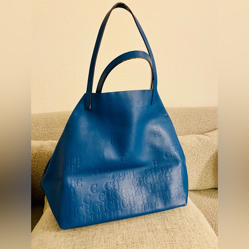 Chic Blue Embossed Tote Bag